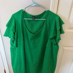 SHEIN Emerald Green Blouse with Ruffle Detail